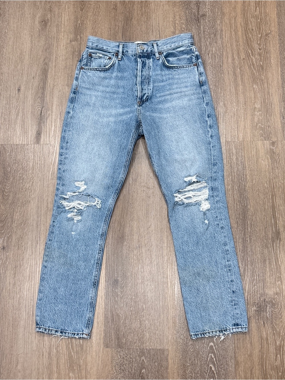 AGOLDE Riley High Rise Straight Crop Jeans Distressed 90s Vintage 26